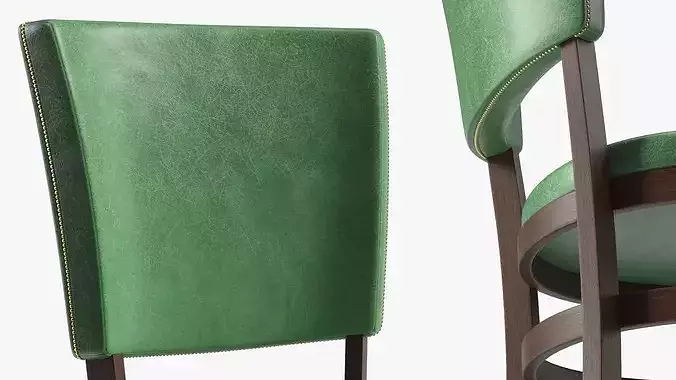 Wooden Dining Chair with Upholstery 3D model 6