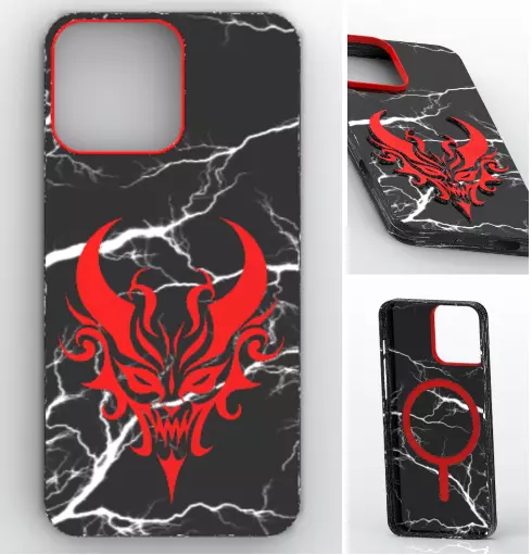 Red Oni Marble MagSafe Case for iPhone 16 Pro Max 3D print model