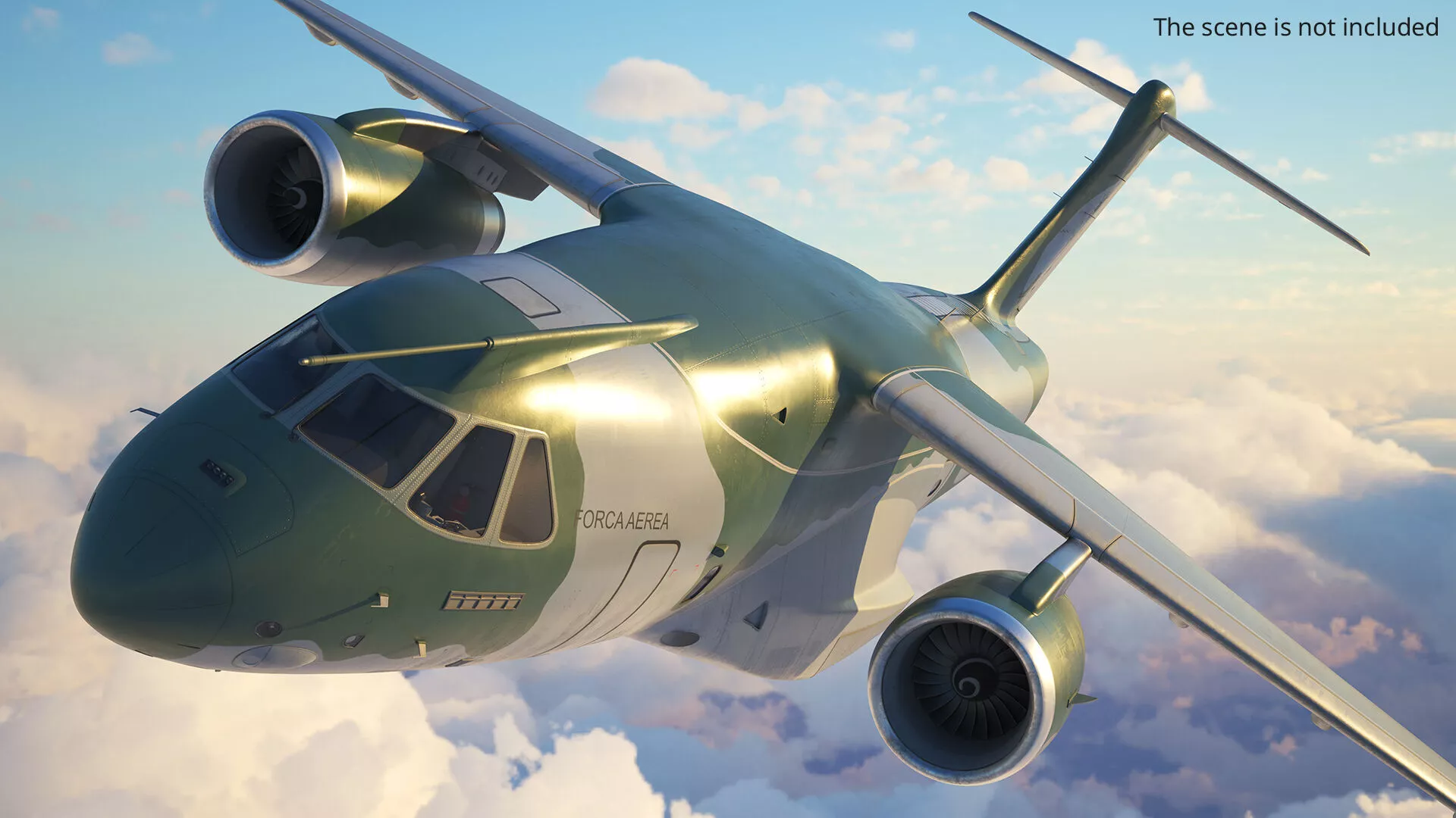 Embraer C 390 Millennium Military Aircraft Camo Rigged for Maya 3D model