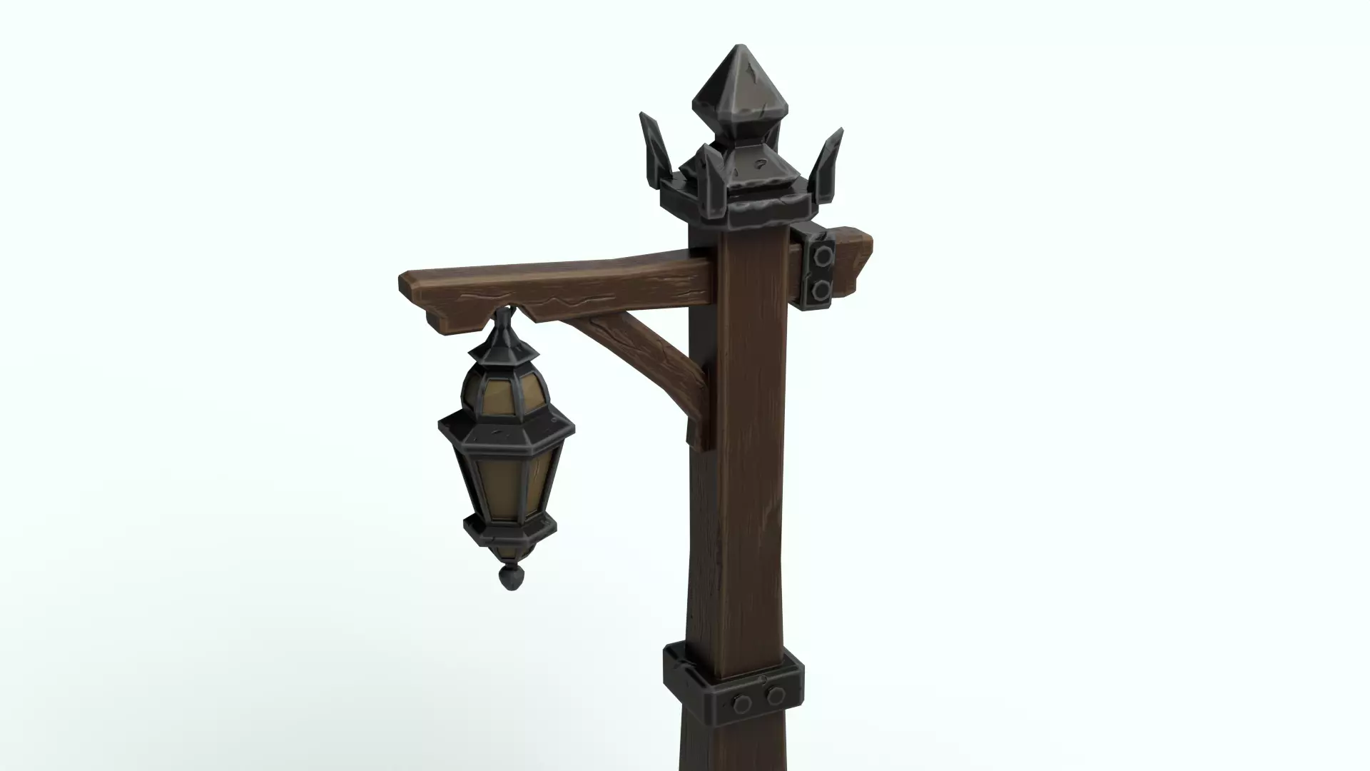 Stylized Medieval Street Lamp Game Ready 3D Asset Free low-poly 3D model