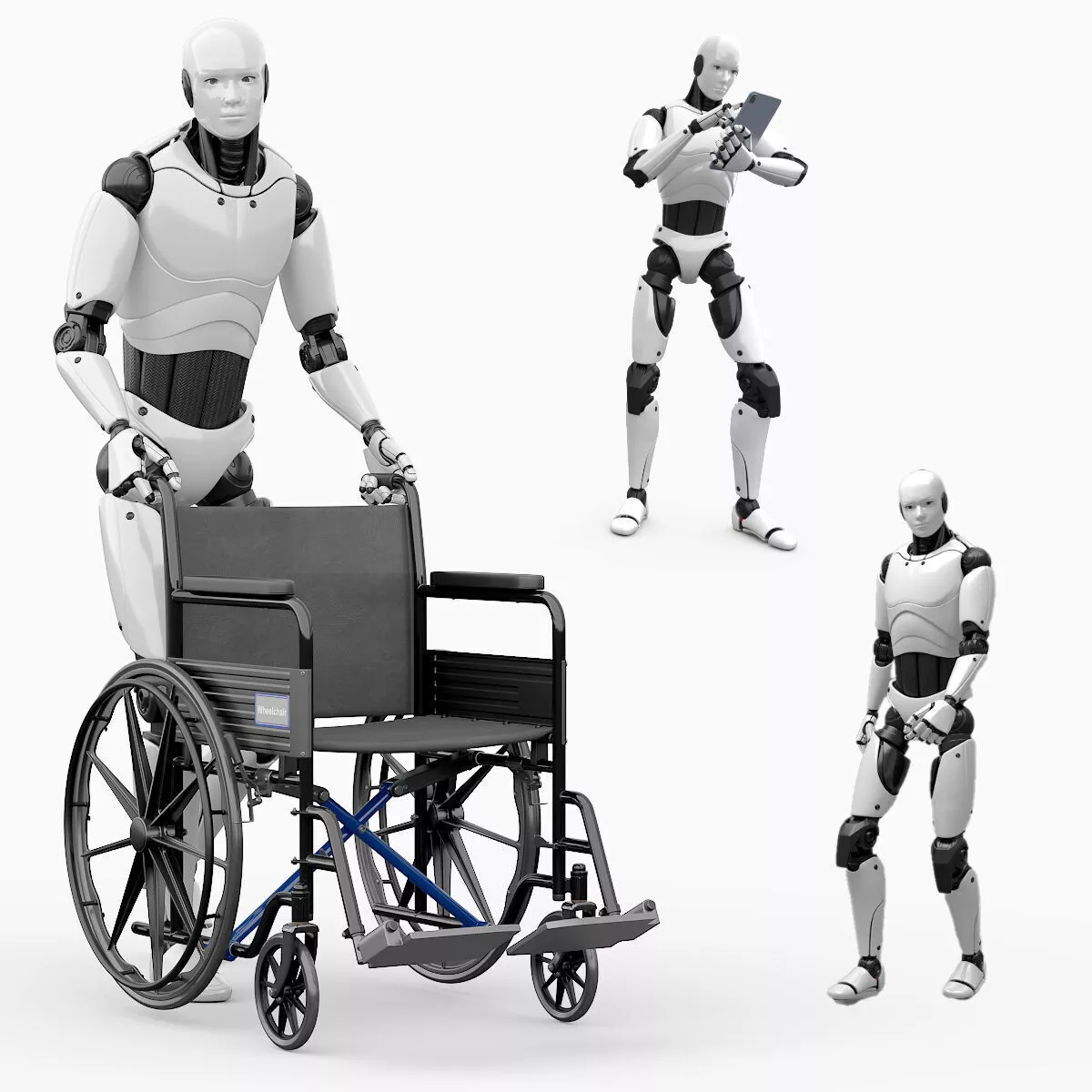 Humanoid Assistant Robot Set Animated Rigged For Maya 3D model