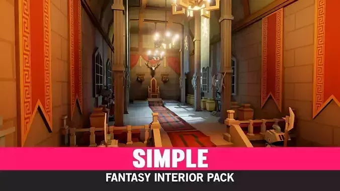 Simple Fantasy Interiors - Cartoon Assets Low-poly 3D model