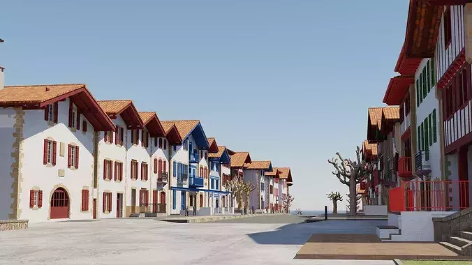 The main street of Ainhoa 3D model