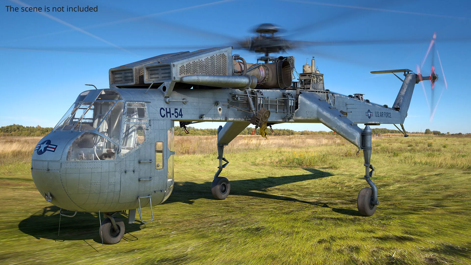 Sikorsky CH-54 Tarhe Helicopter Rigged for Cinema 4D 3D model