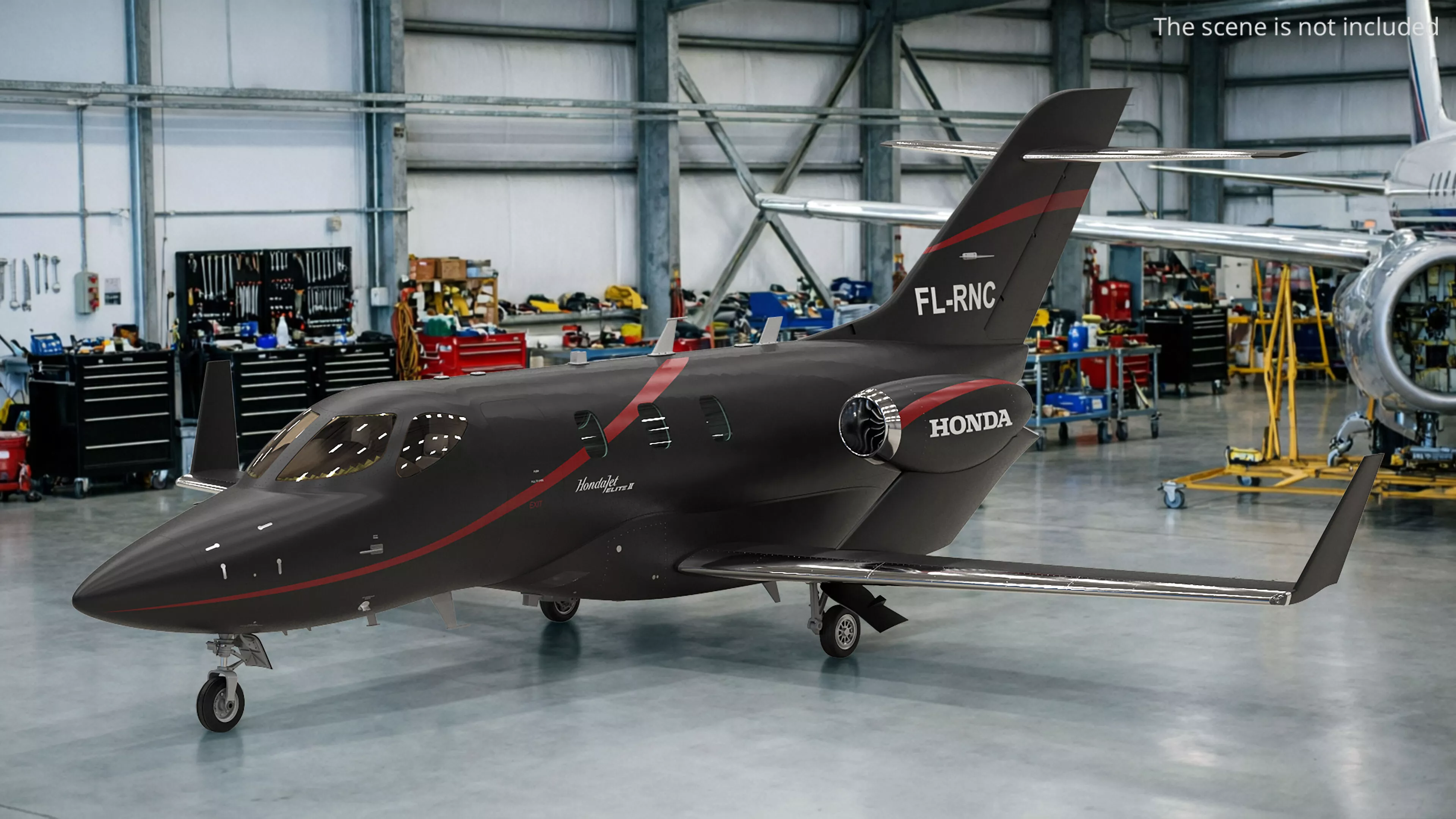 HondaJet Elite II Light Jet Aircraft Black Rigged 3D model