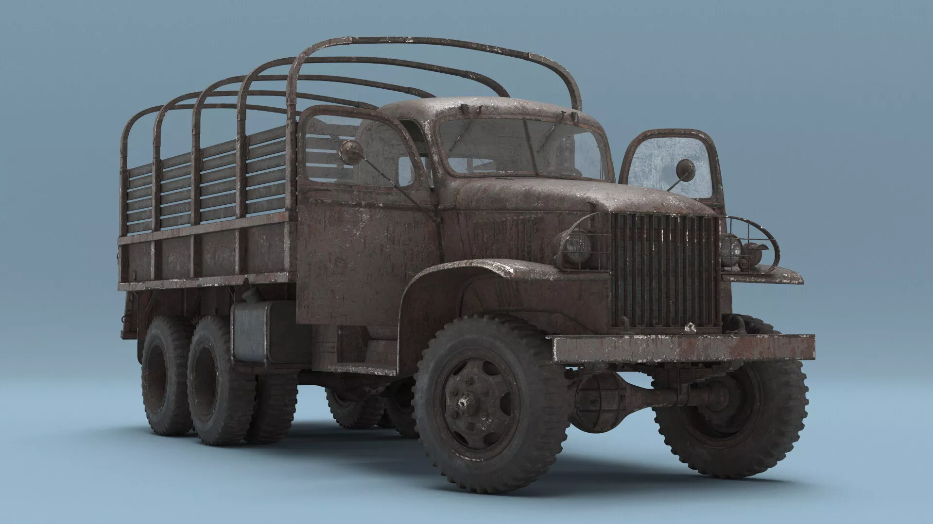 Classic WW2 Supply Truck Worn Rusted Rigged for Cinema 4D 3D model