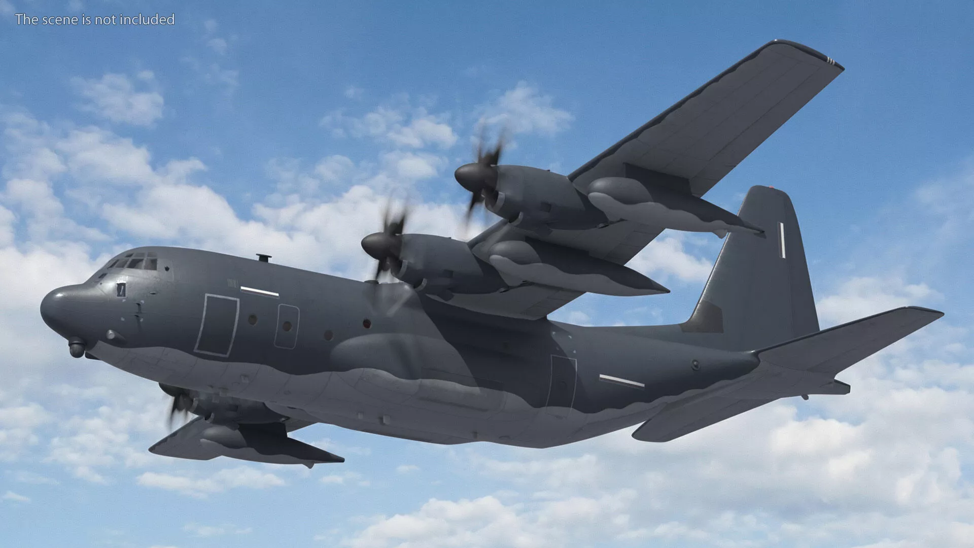 Heavy Transport Plane with Landing Gear Dark Rigged 3D model