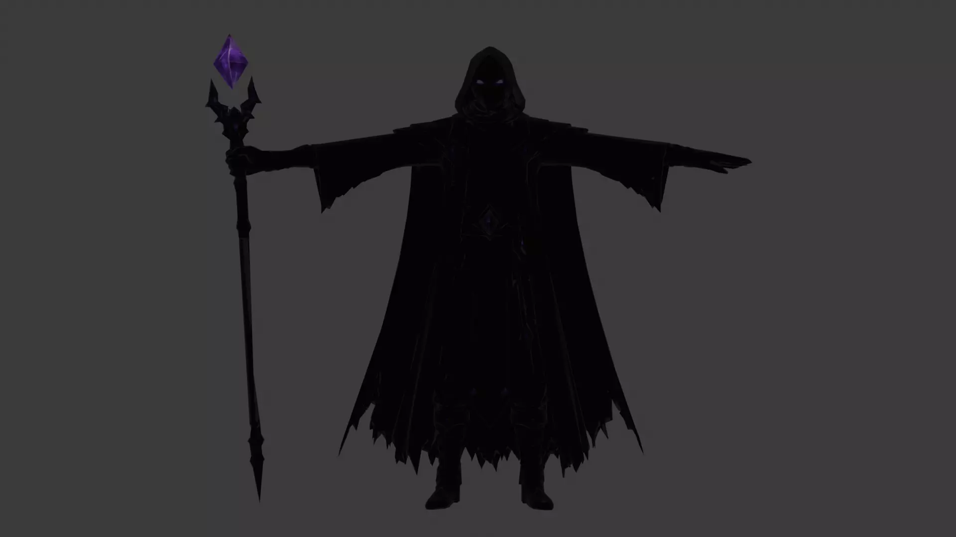 Dark Necromancer Wizard - Game Ready 3D Model PBR Textures Low-poly 3D model