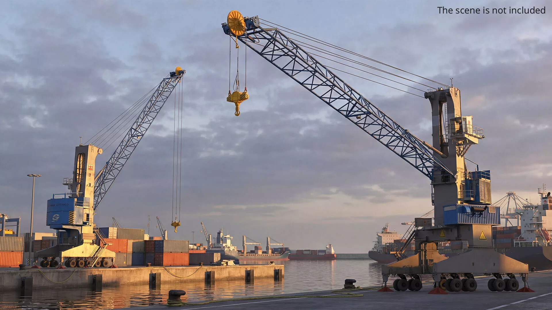 Terex Gottwald Mobile Harbour Crane Gray Blue Rigged 3D model