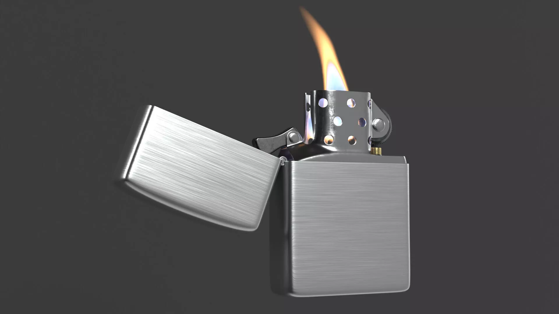 Metal Lighter with Flame VDB Animated for Blender 3D model