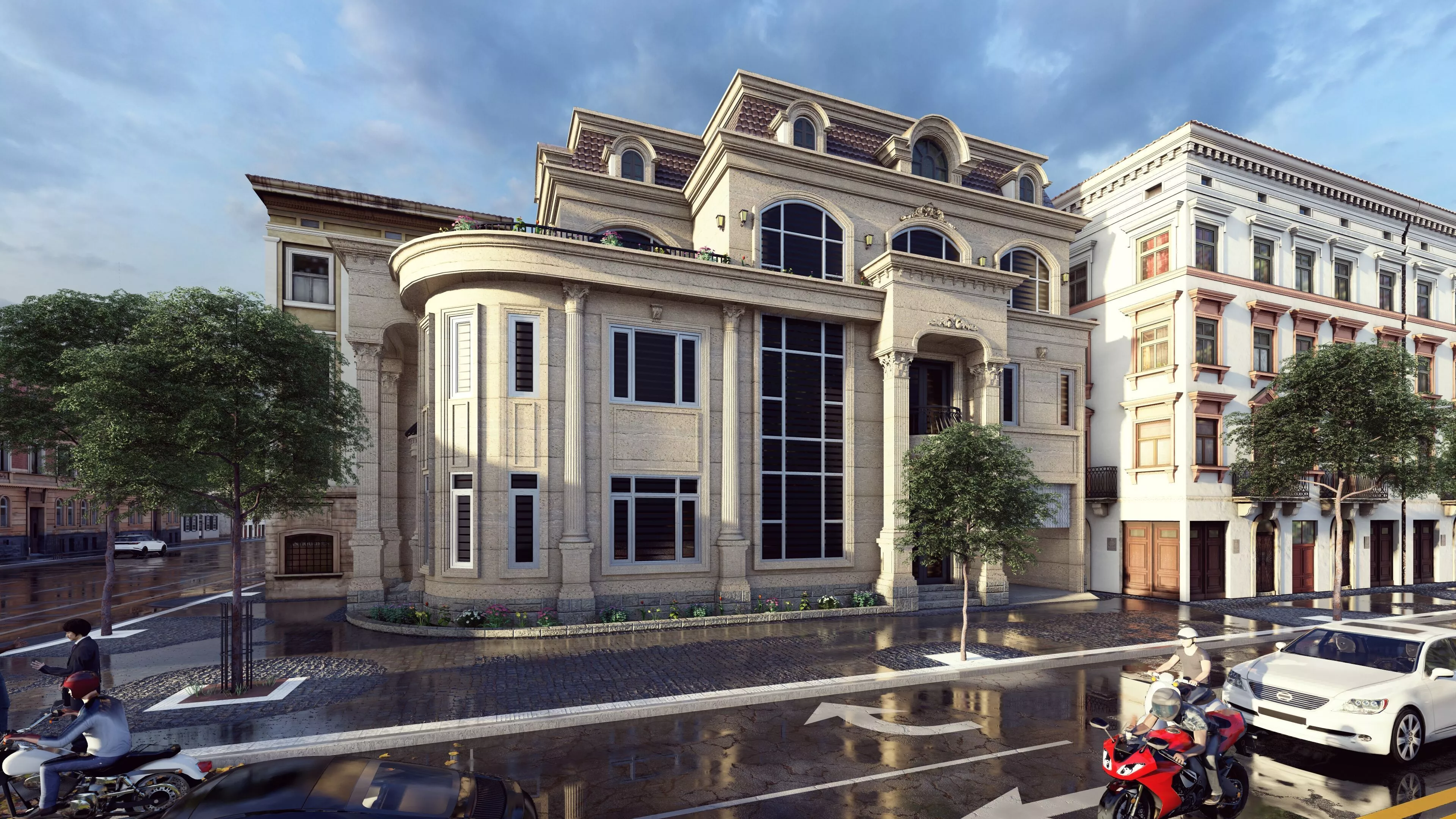 Classic stone facade-Building Classic Facade Element 3D model