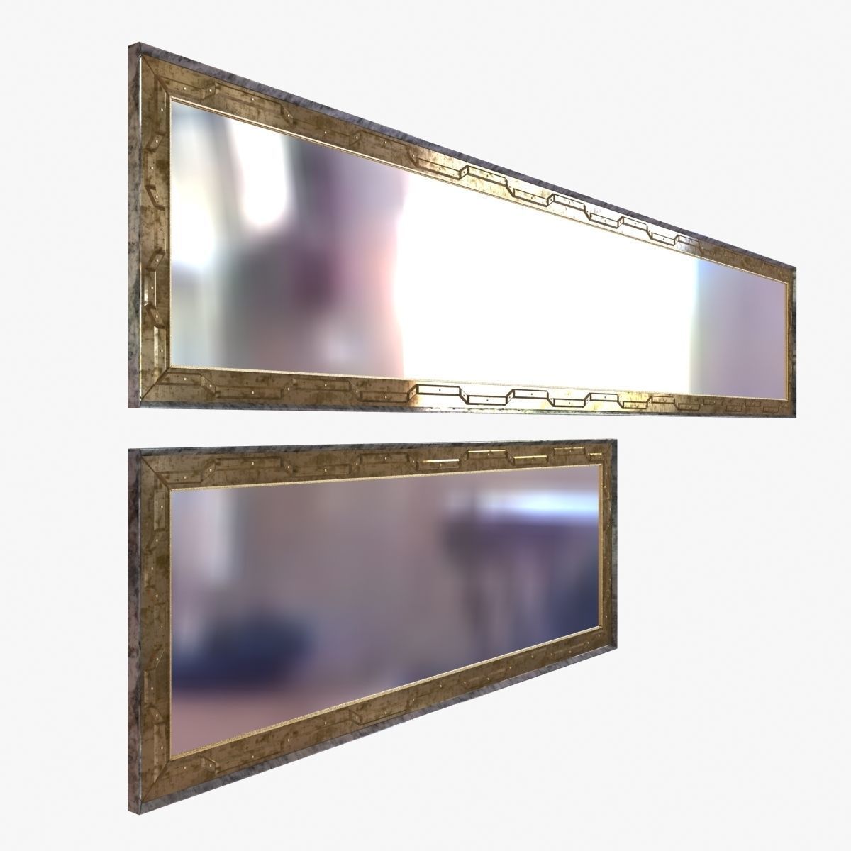 Custom made mirror in metal frame vintage style 3D model CGTrader
