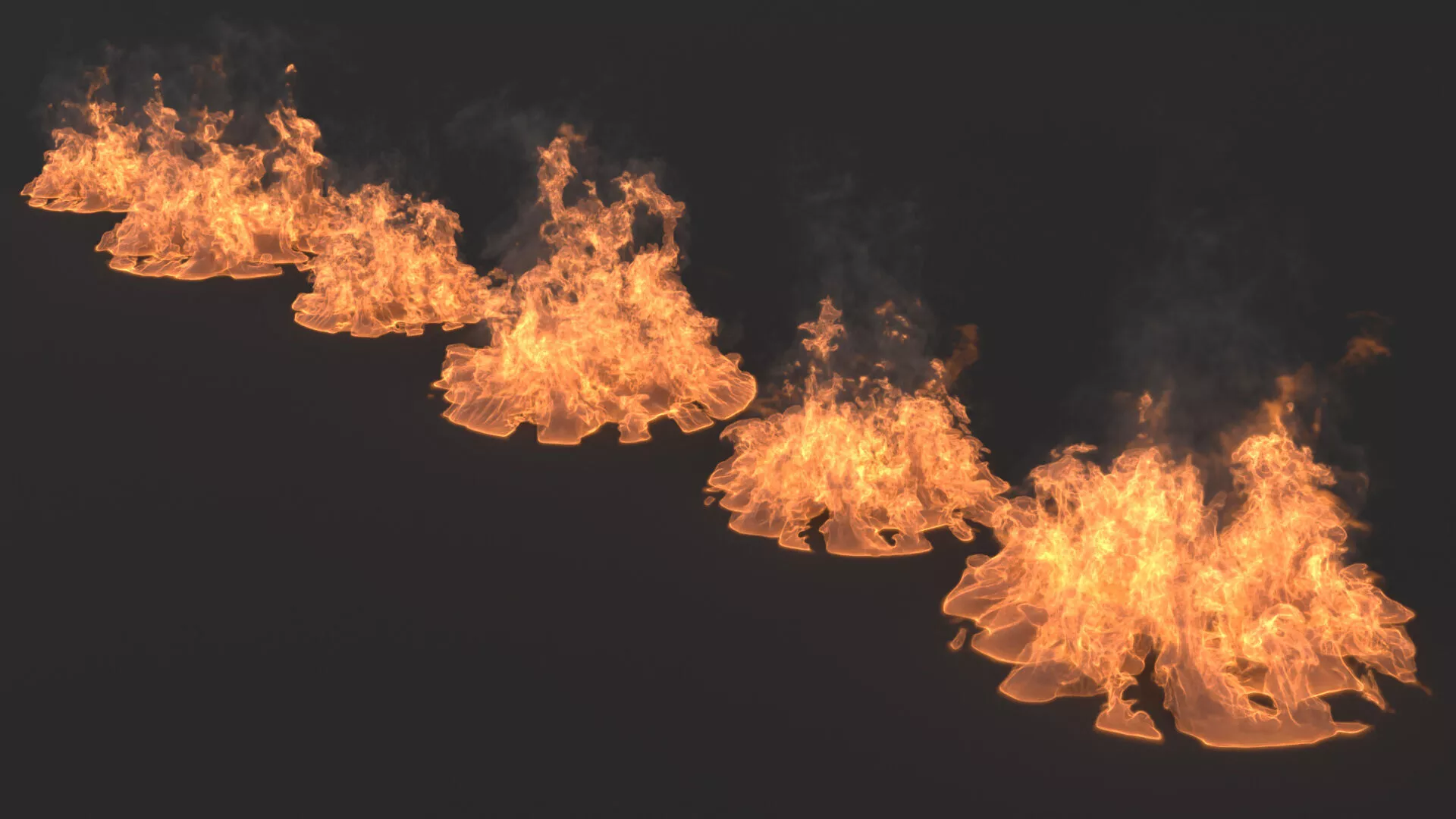 Volumetric Open Fire Effect VDB Set for Blender 3D model