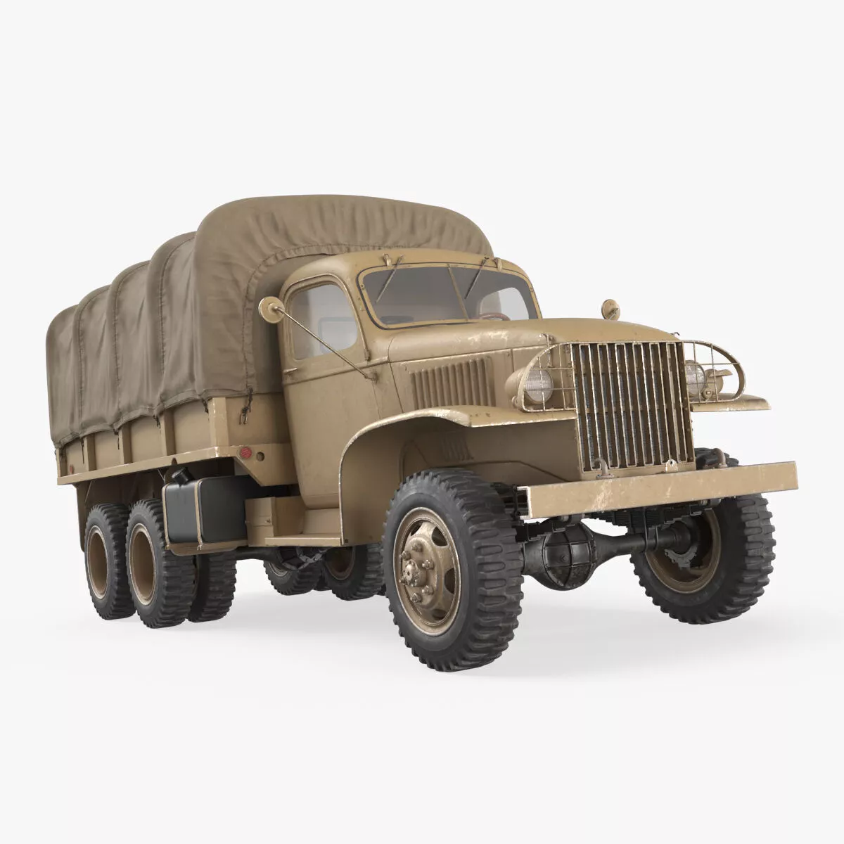 Retro Utility Army Vehicle Canvas Cover Rigged for Cinema 4D 3D model