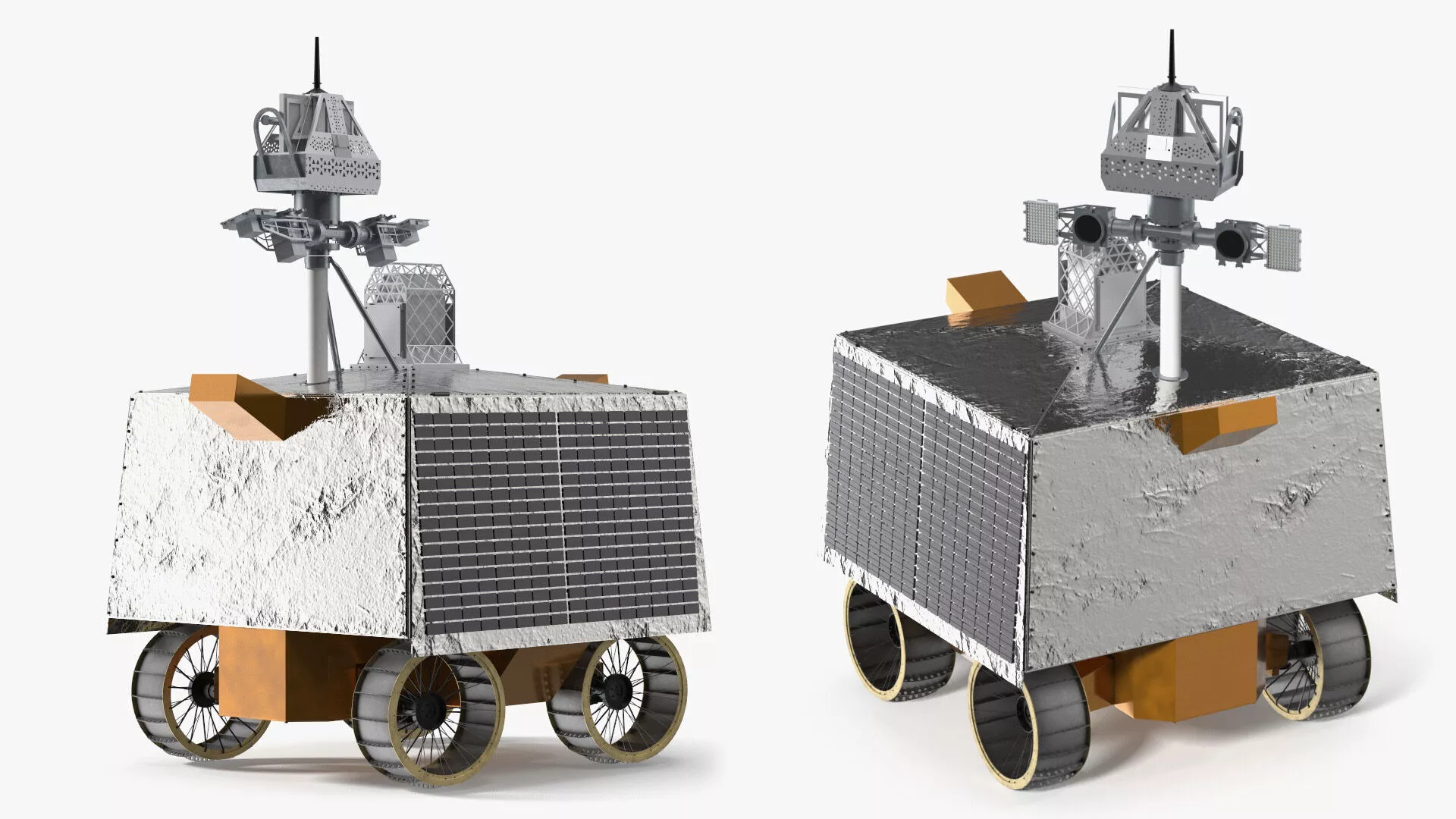 NASA VIPER Robotic Lunar Rover Silver Rigged for Maya 3D model