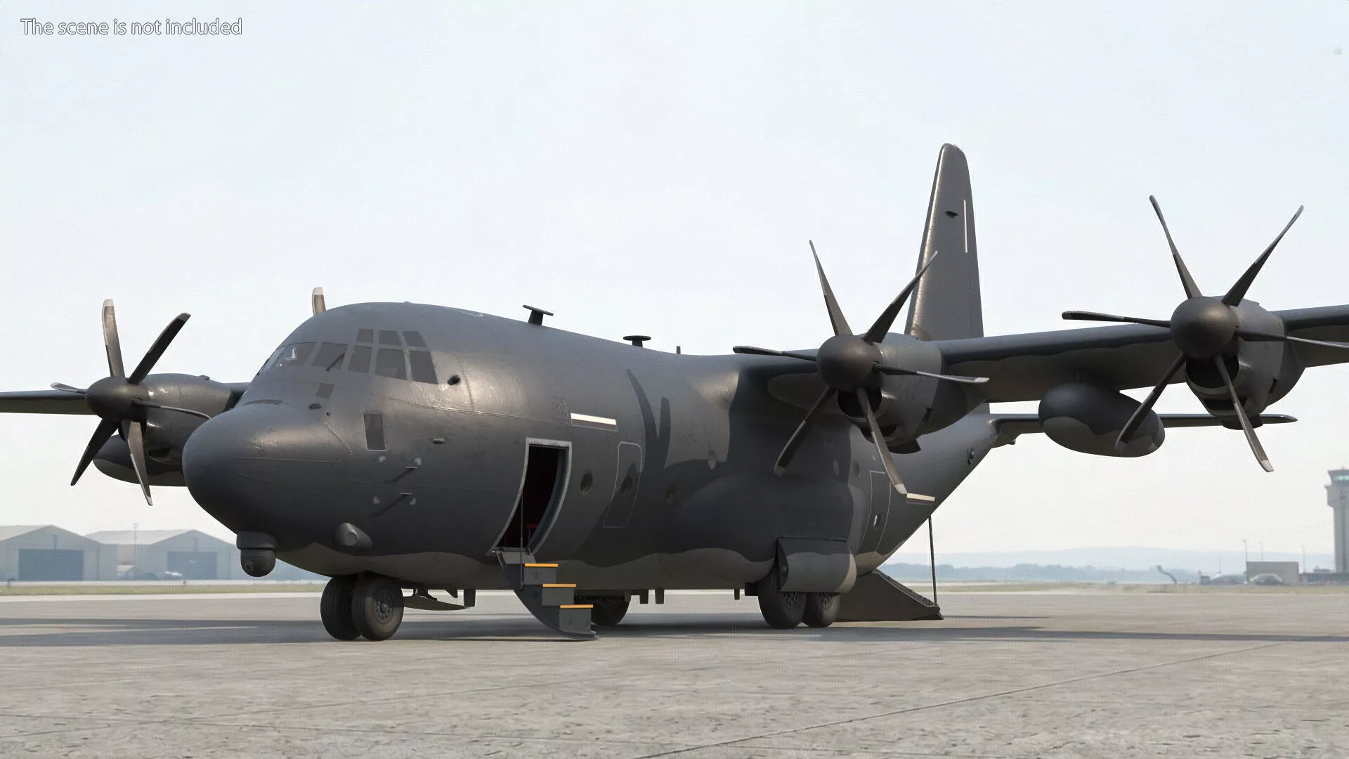 Heavy Transport Plane with Landing Gear Rigged for Cinema 4D 3D model