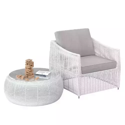 Rattan furniture white 3D model