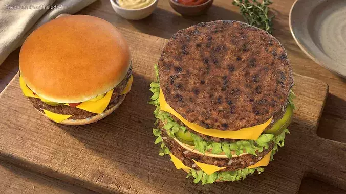 Grilled Beef Burger Patty 3D model 2