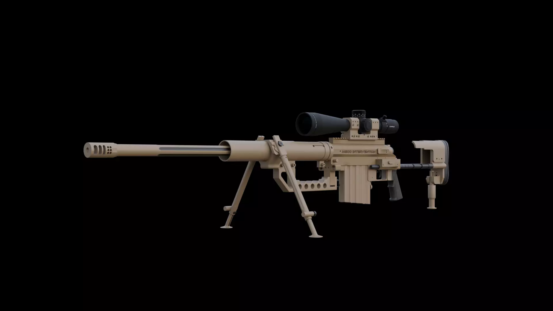 Tactical Bolt Action Sniper Rifle Game Ready Low Poly Low-poly 3D model