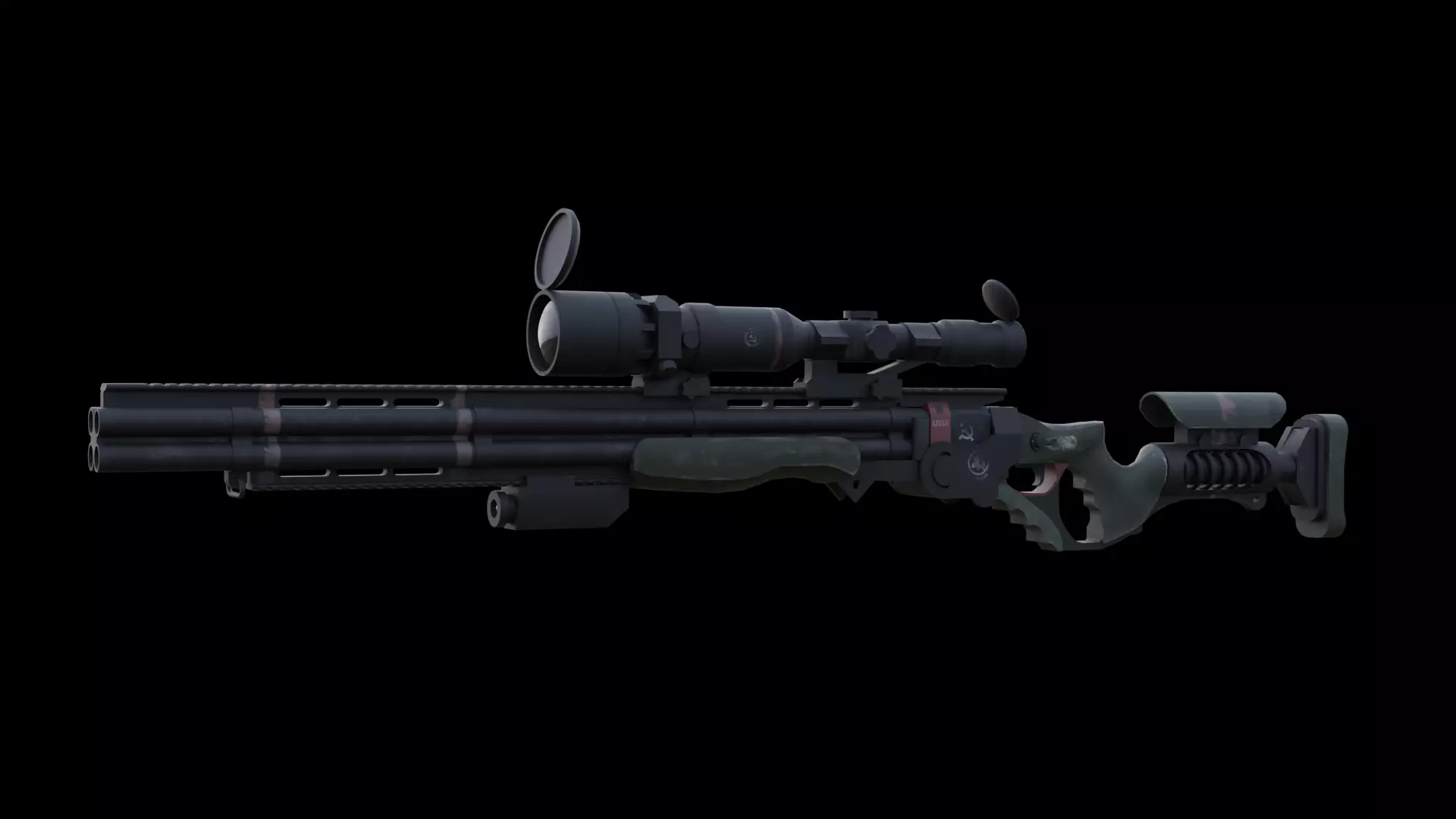 Soviet Cyberpunk Tactical Railgun Sniper 3D Model Low-poly 3D model