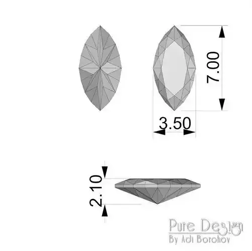 Marquise cut Sone 7 x 3mm  Free 3D print model