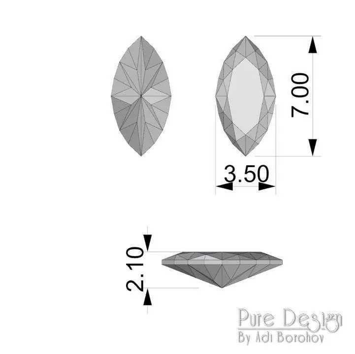 Marquise cut Sone 7 x 3mm Free 3D print model