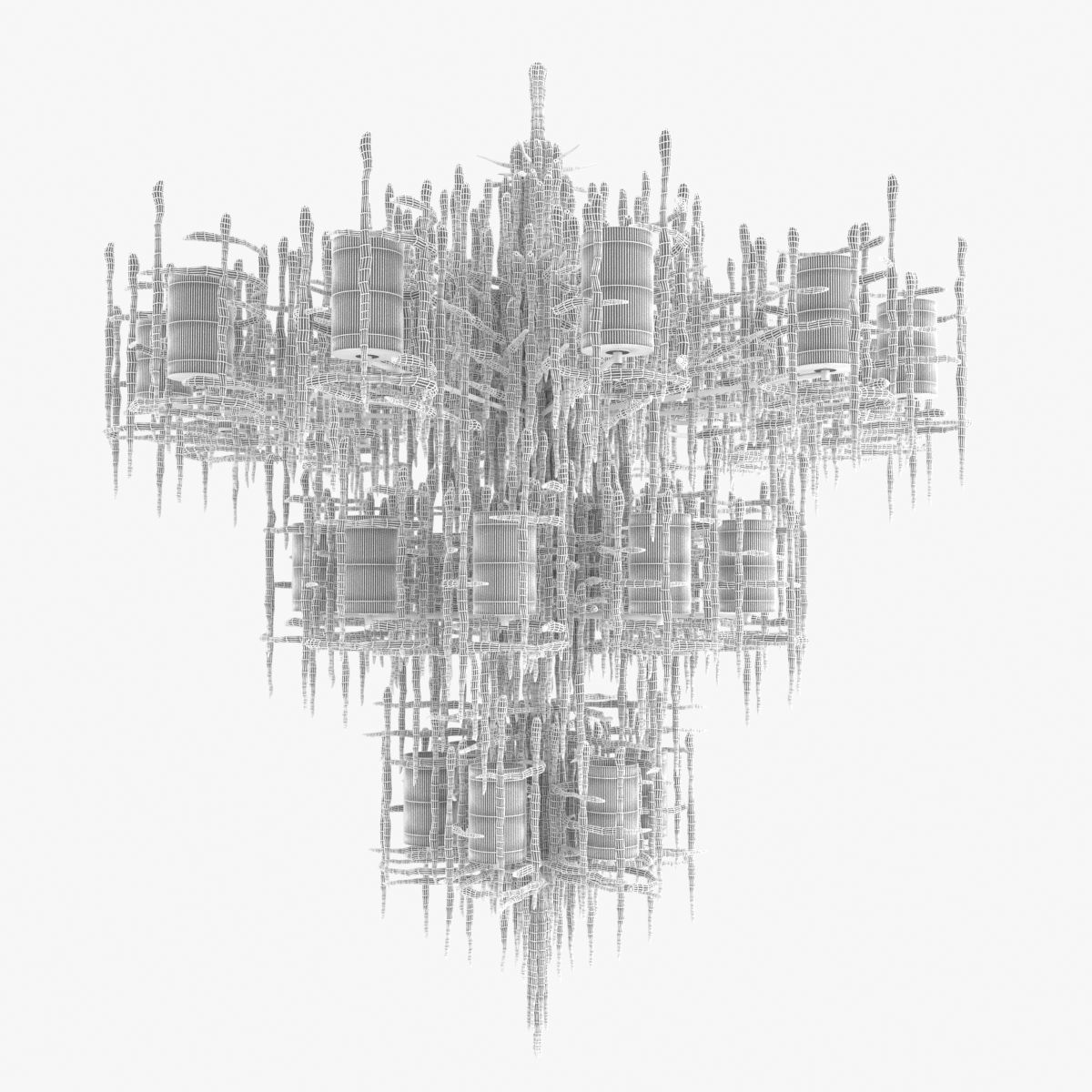 Custom made stalactite style chandelier and sconce 3D model_8