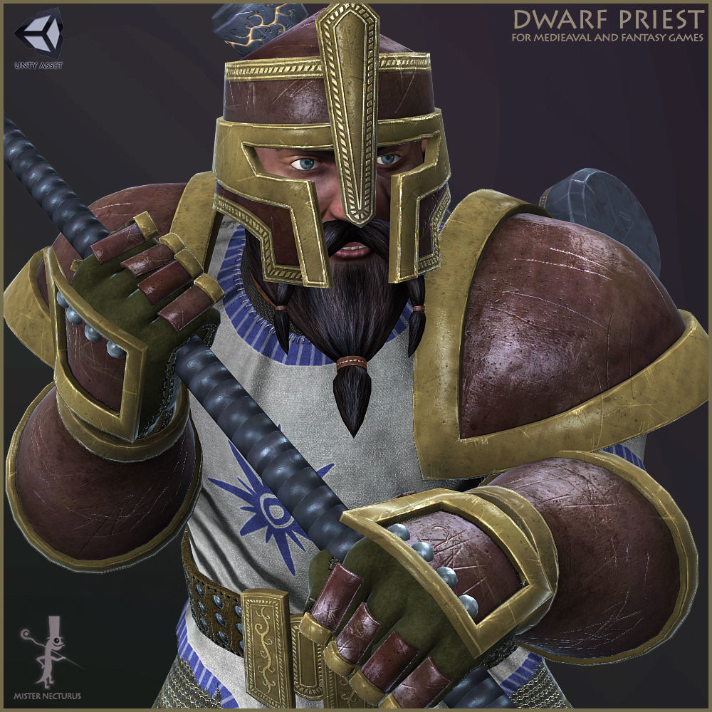 Dwarves Warriors Low-poly 3D model_10