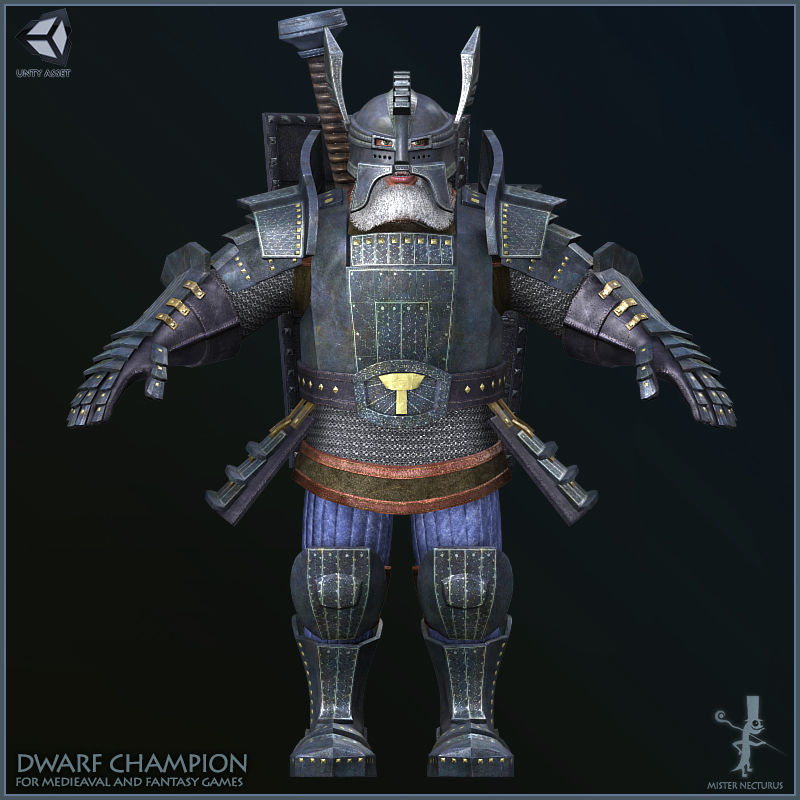 Dwarves Warriors Low-poly 3D model_16