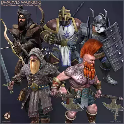Dwarves Warriors Low-poly 3D model