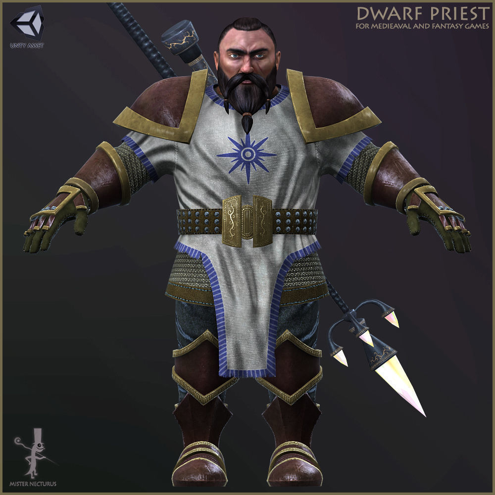Dwarves Warriors Low-poly 3D model_9
