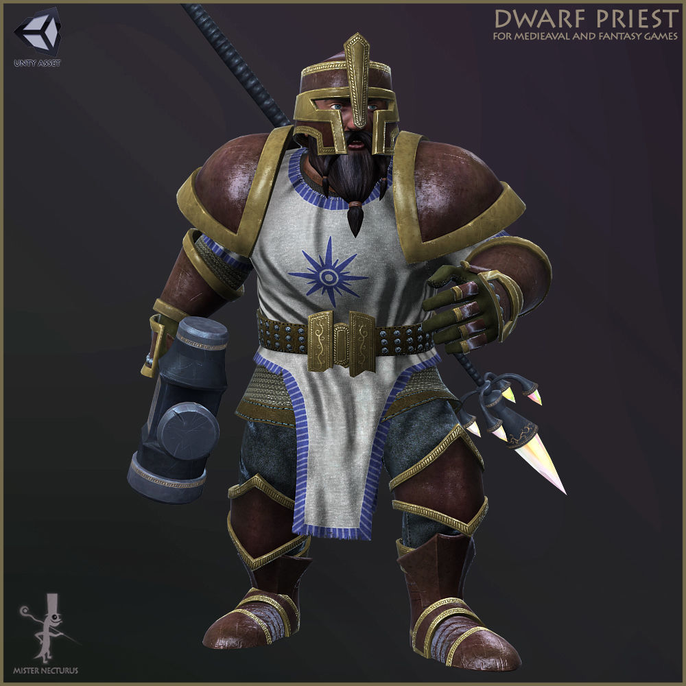 Dwarves Warriors Low-poly 3D model_5