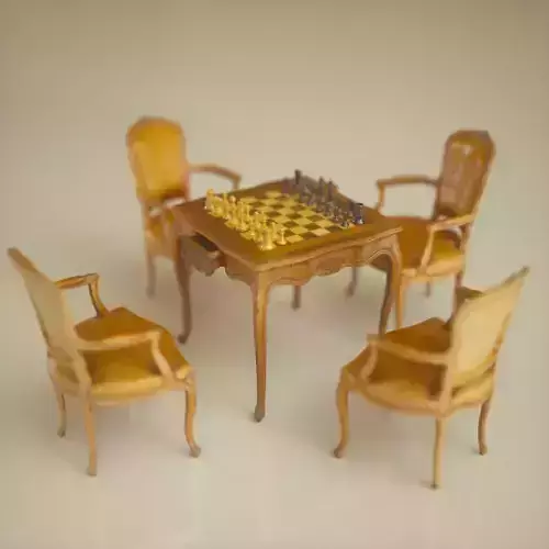 Chess Table Armchairs Low-poly 3D model