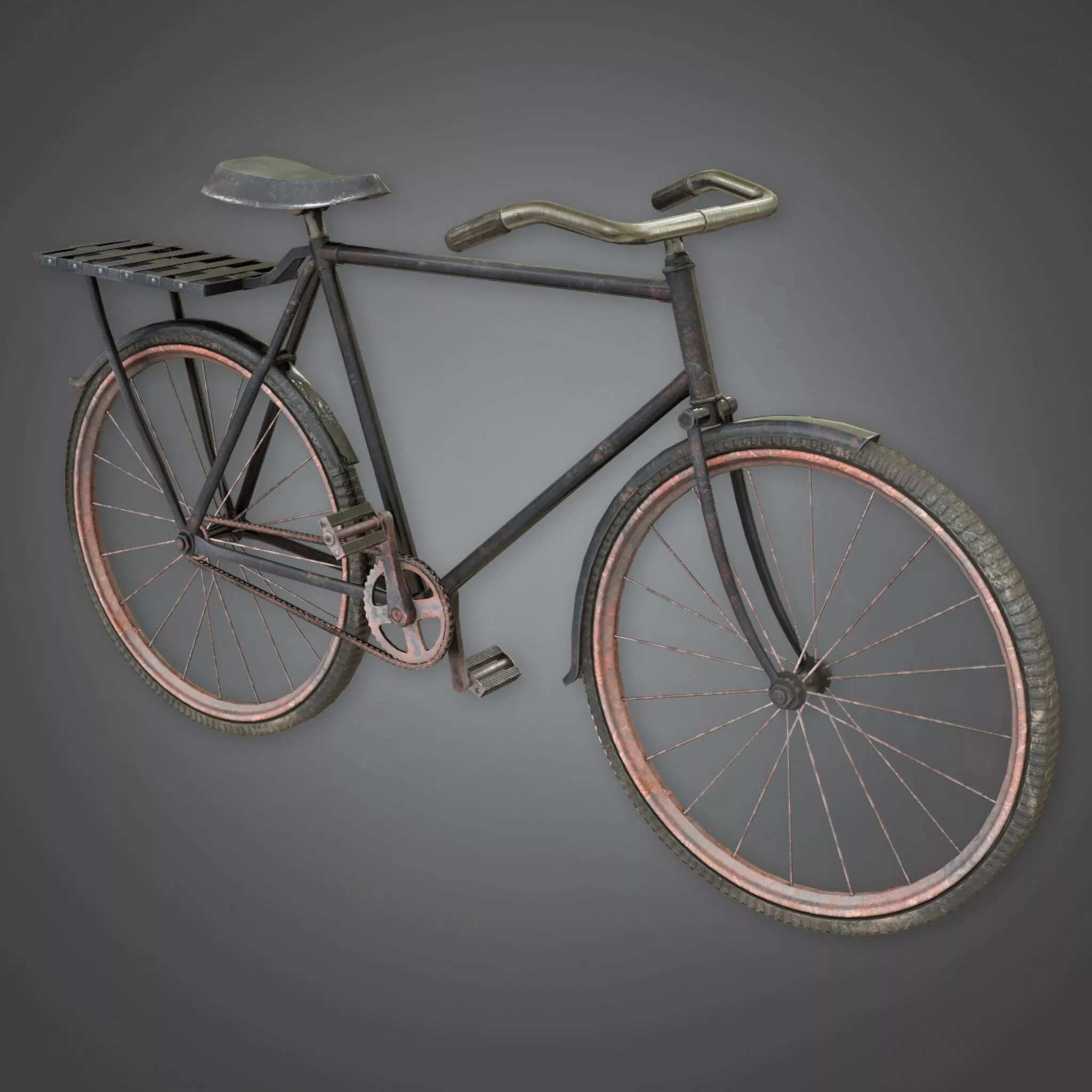 Vintage Antique Roadster Bicycle Old Rusty Utility Bike 3D print model