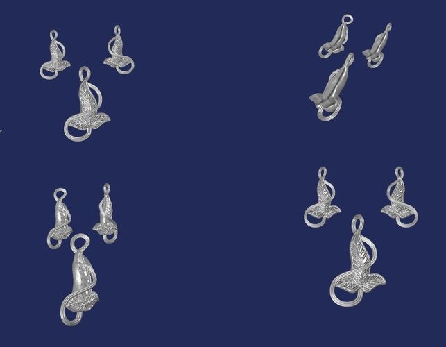 lorien leaf pendant N earrings set 3D print model