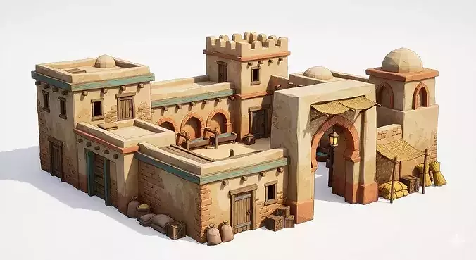 Desert Village Building Pack 3D Model