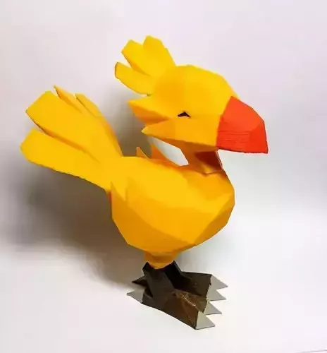 Low poly Chocobo pokemon bird papercraft Free 3D print model
