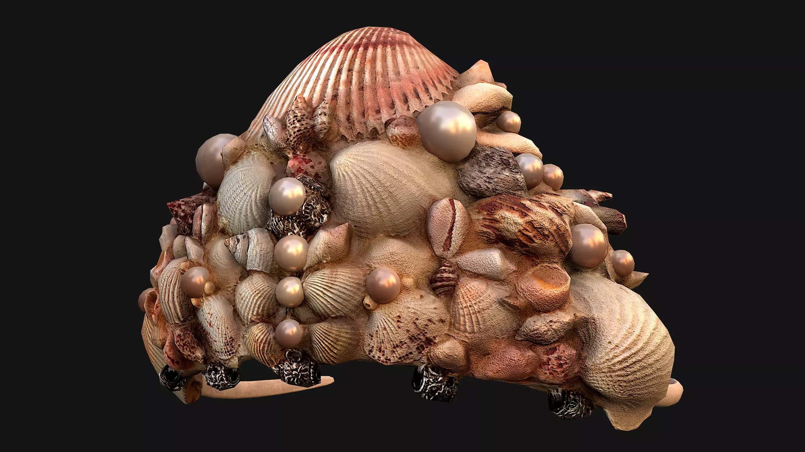 Crown Seashell Tiara Sea Princess Ocean Queen Headdress Low-poly 3D model