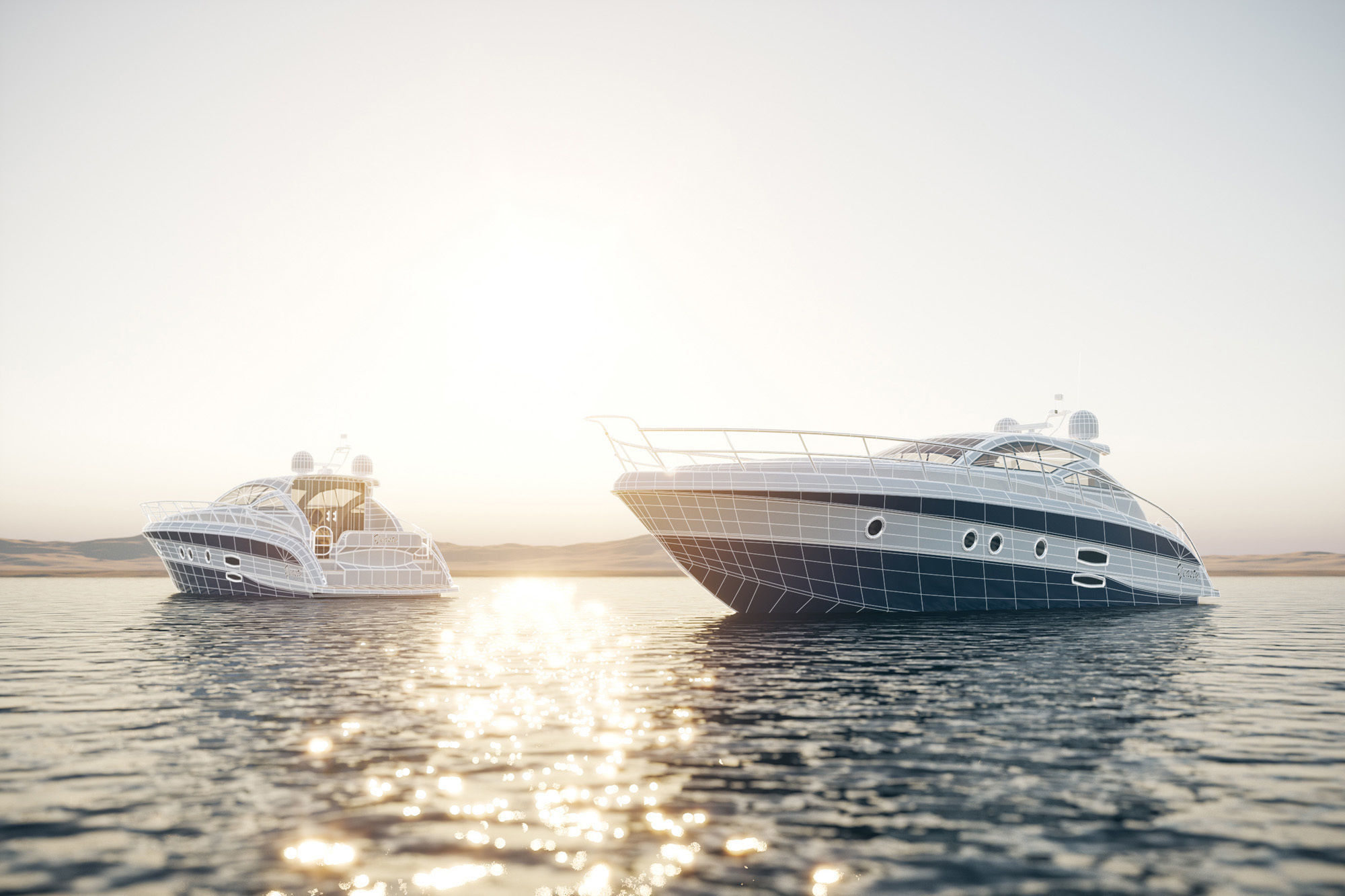 Yacht motor boat 3D model_1