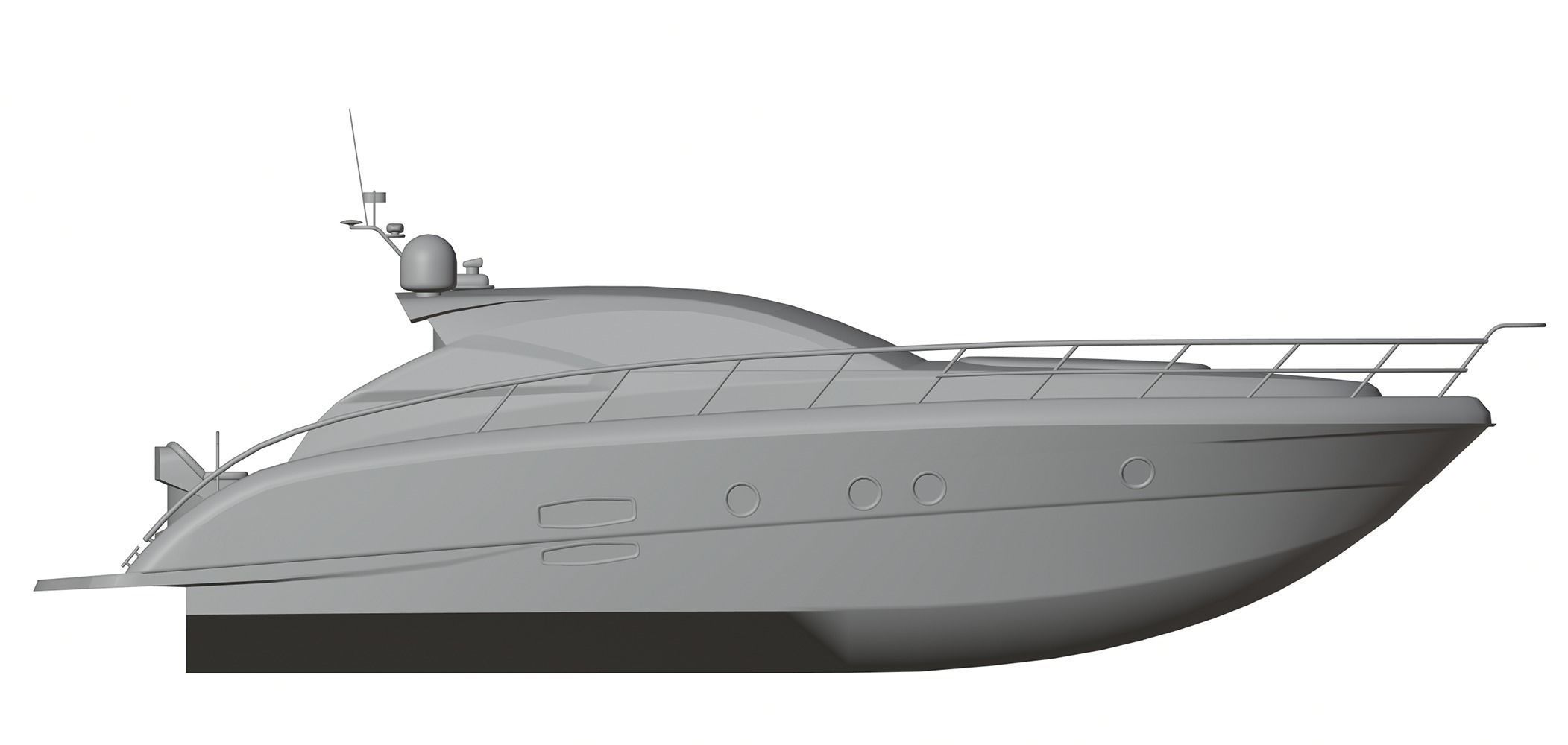 Yacht motor boat 3D model_2