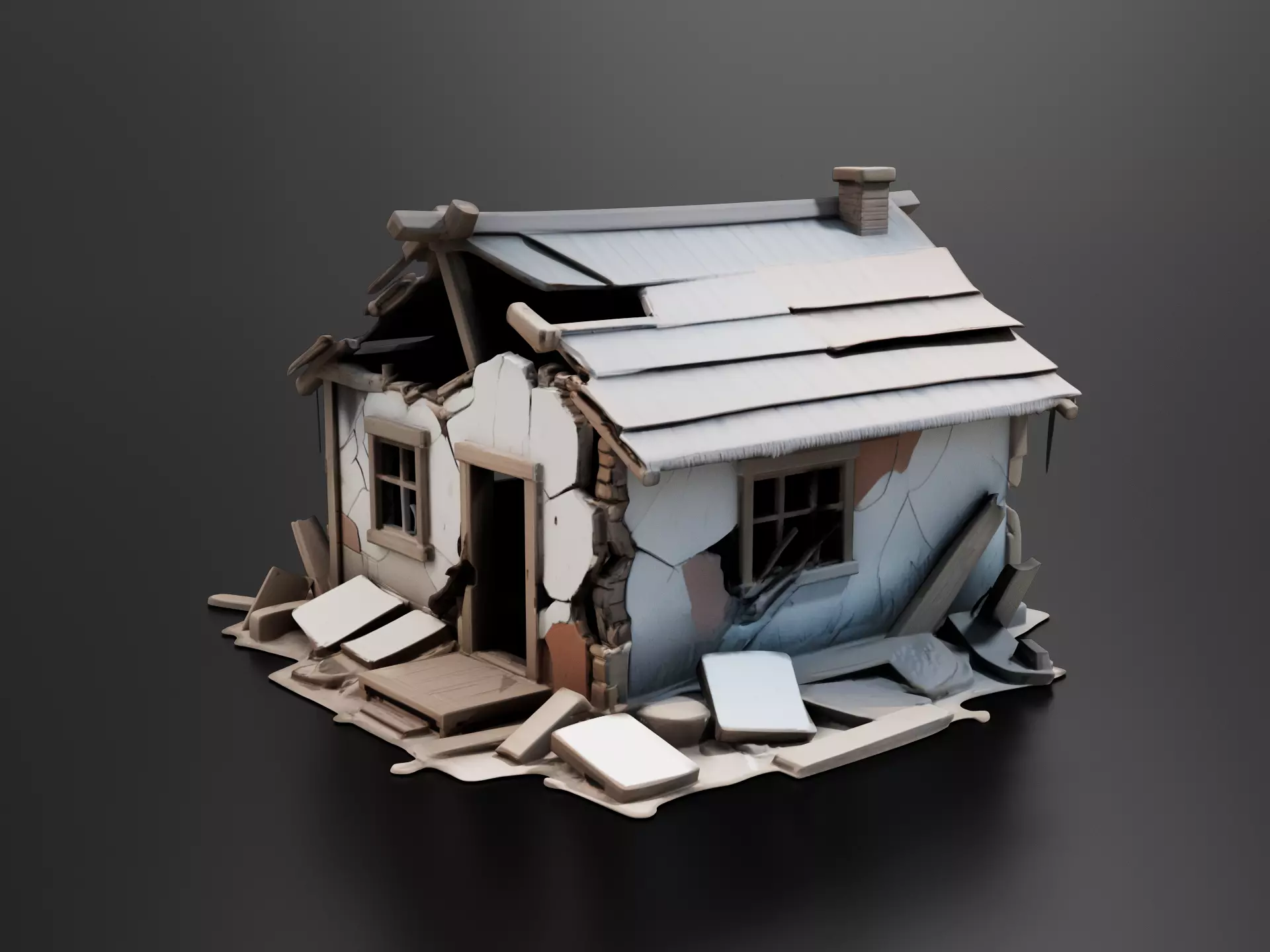 Destroyed Cottage 02 3D print model