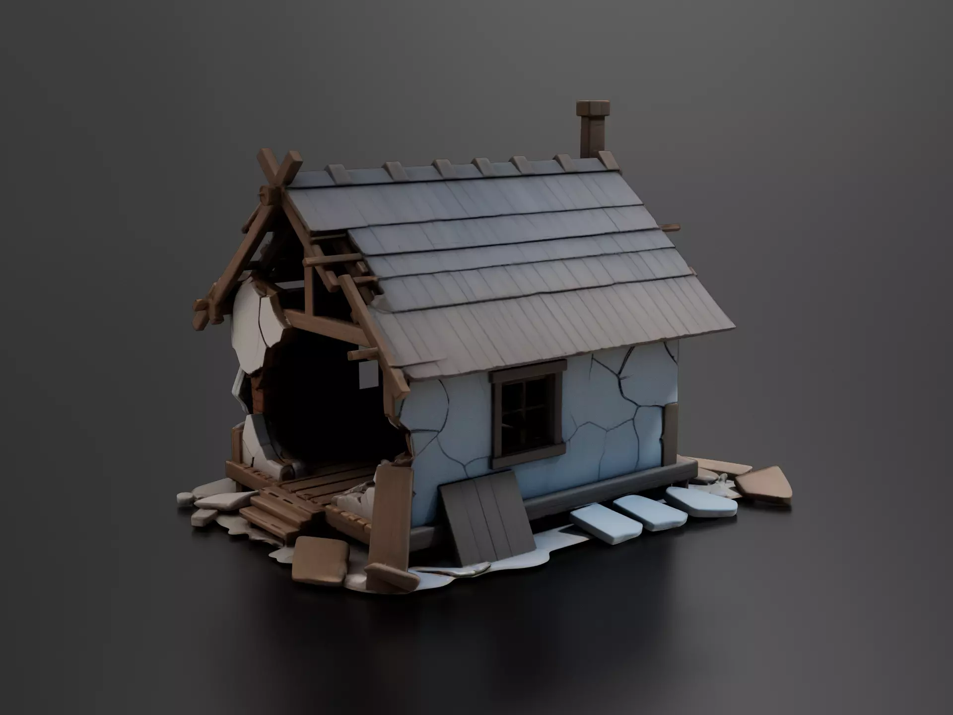 Destroyed Cottage 03 3D print model