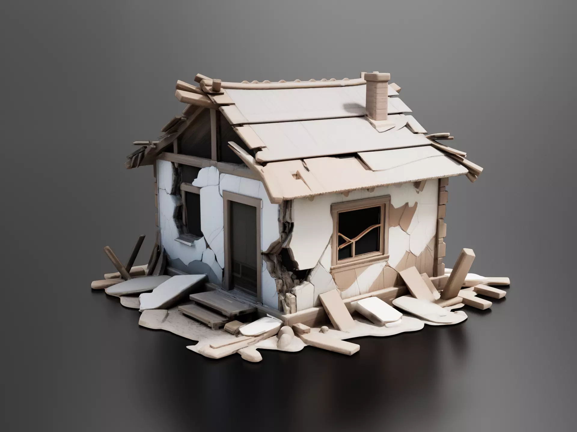 Destroyed Cottage 04 3D print model