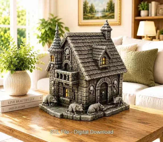 Haunted Fantasy Rat Cottage STL for 3D Printing