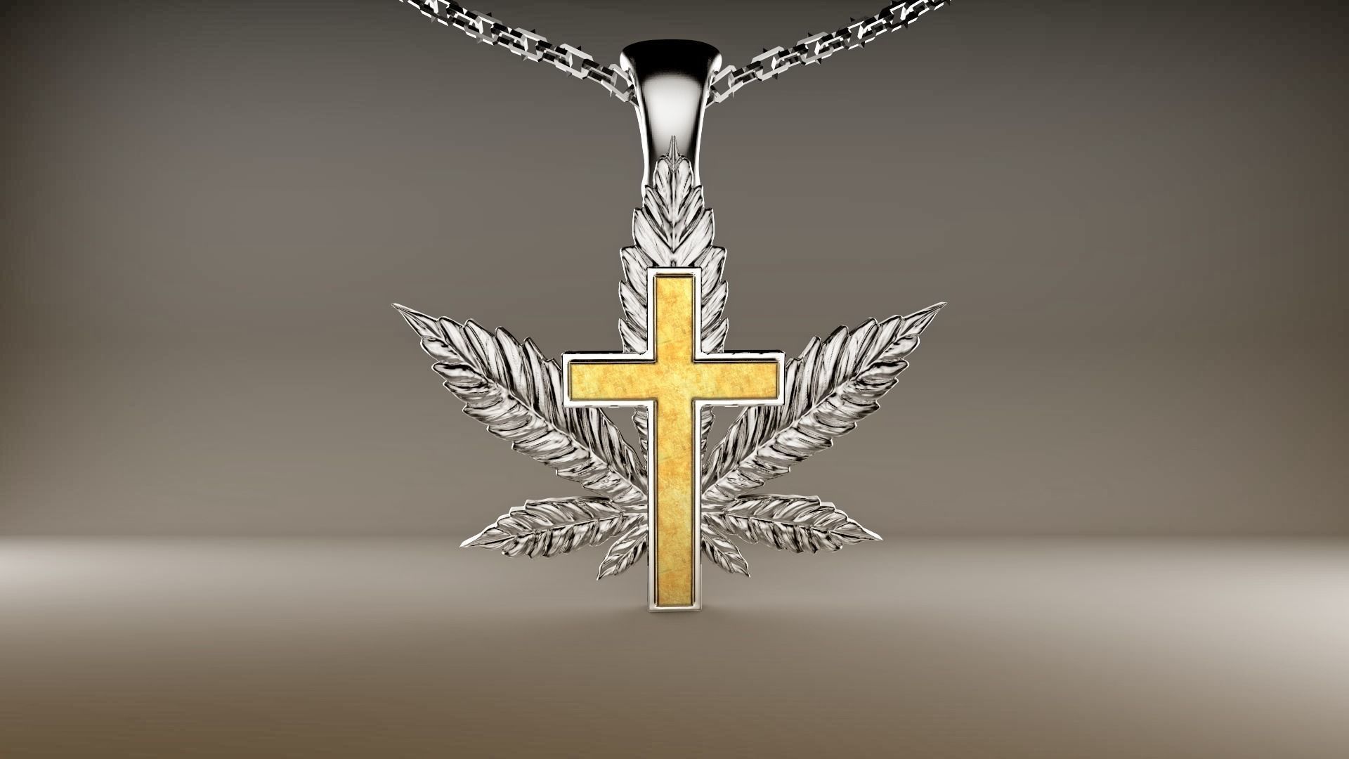 Cannabis cross 3D print model_3