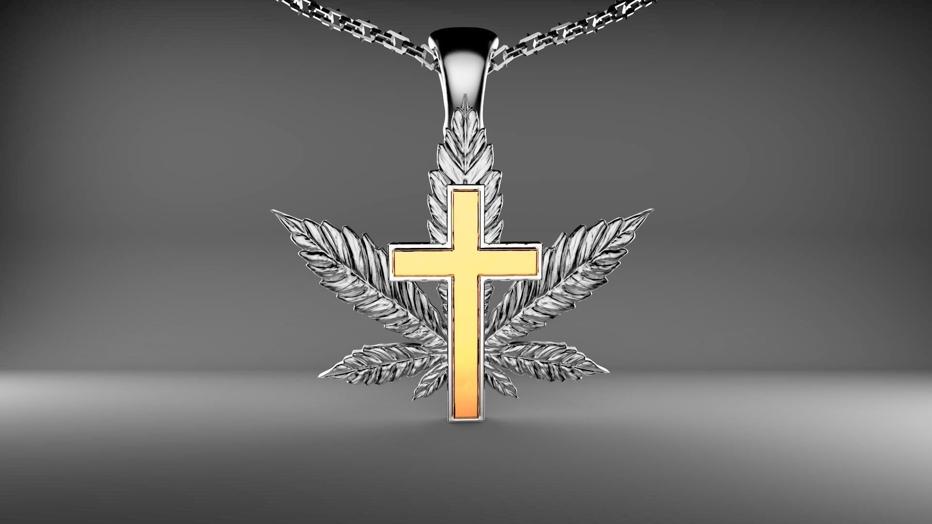 Cannabis cross 3D print model_1