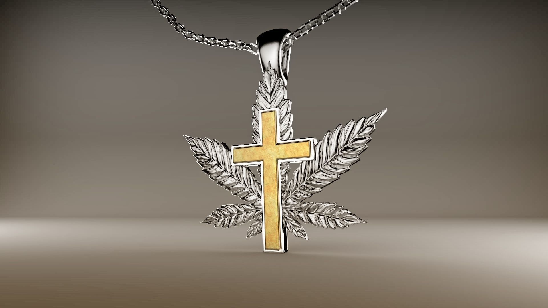 Cannabis cross 3D print model_2