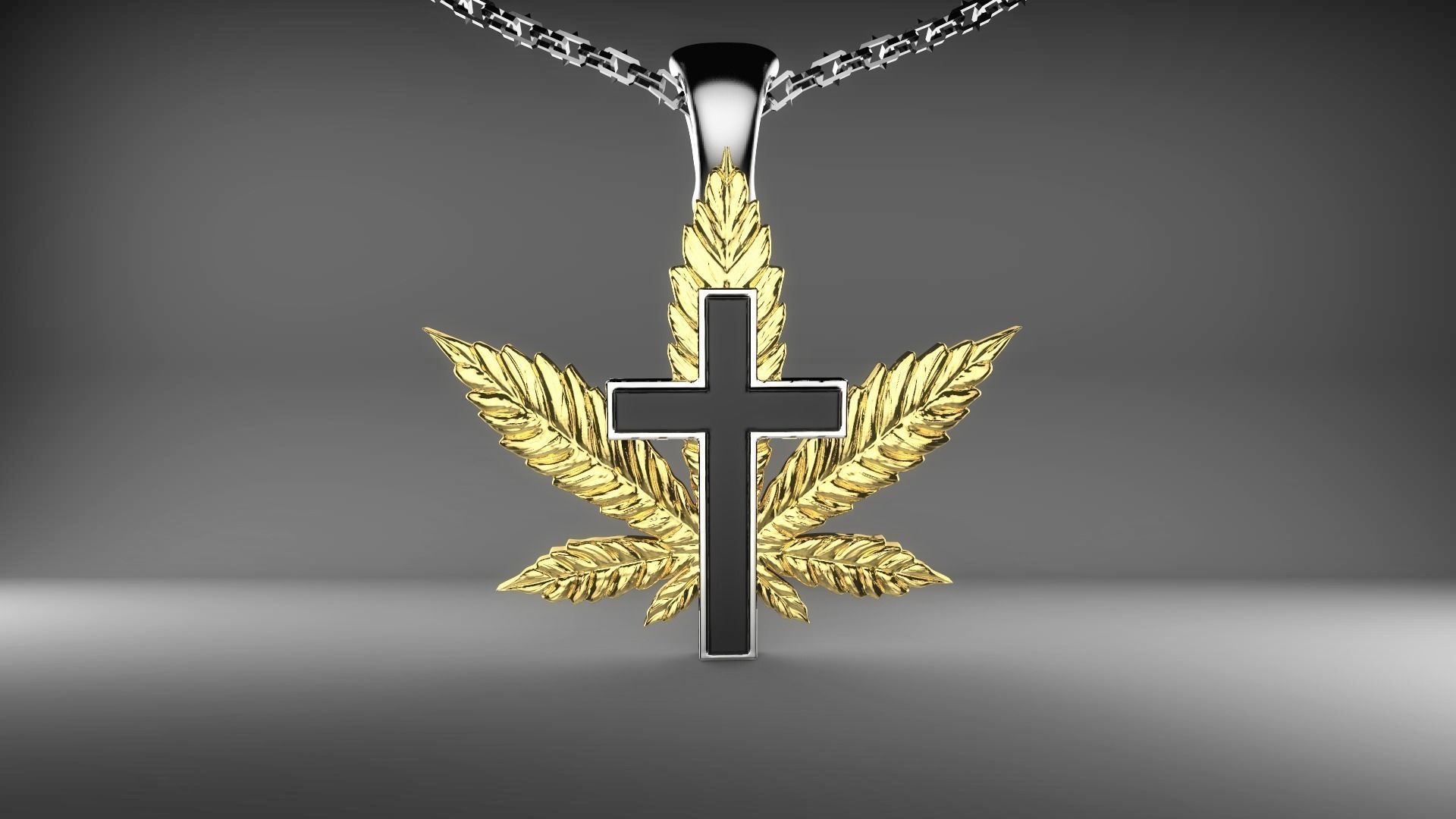 Cannabis cross 3D print model_0