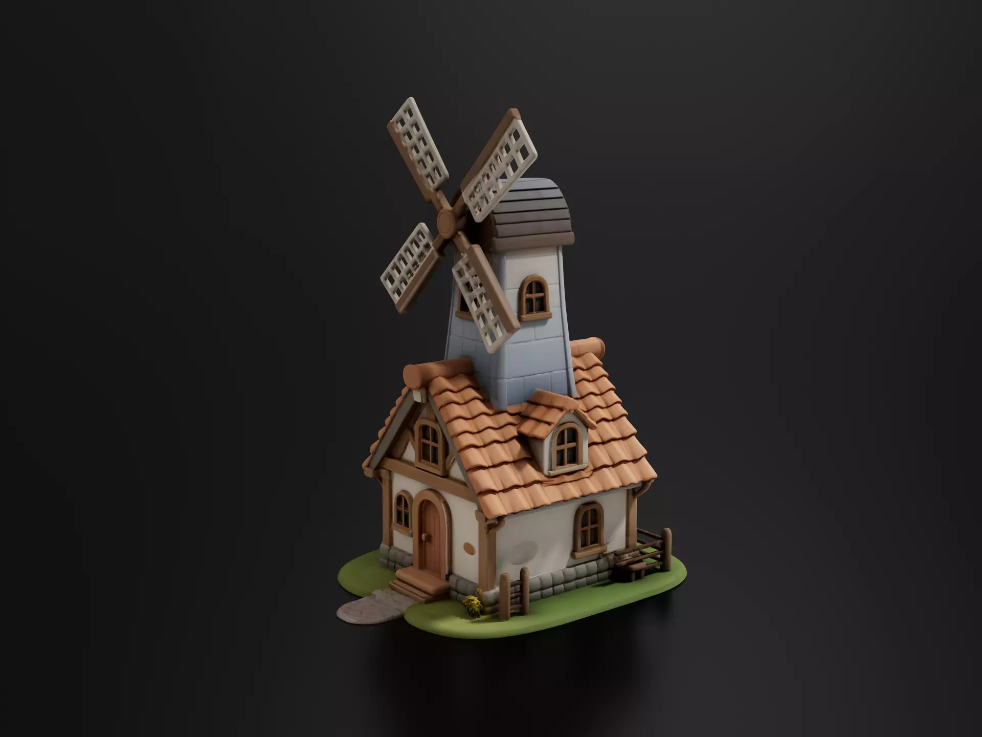 cottage windmill 01 3D print model