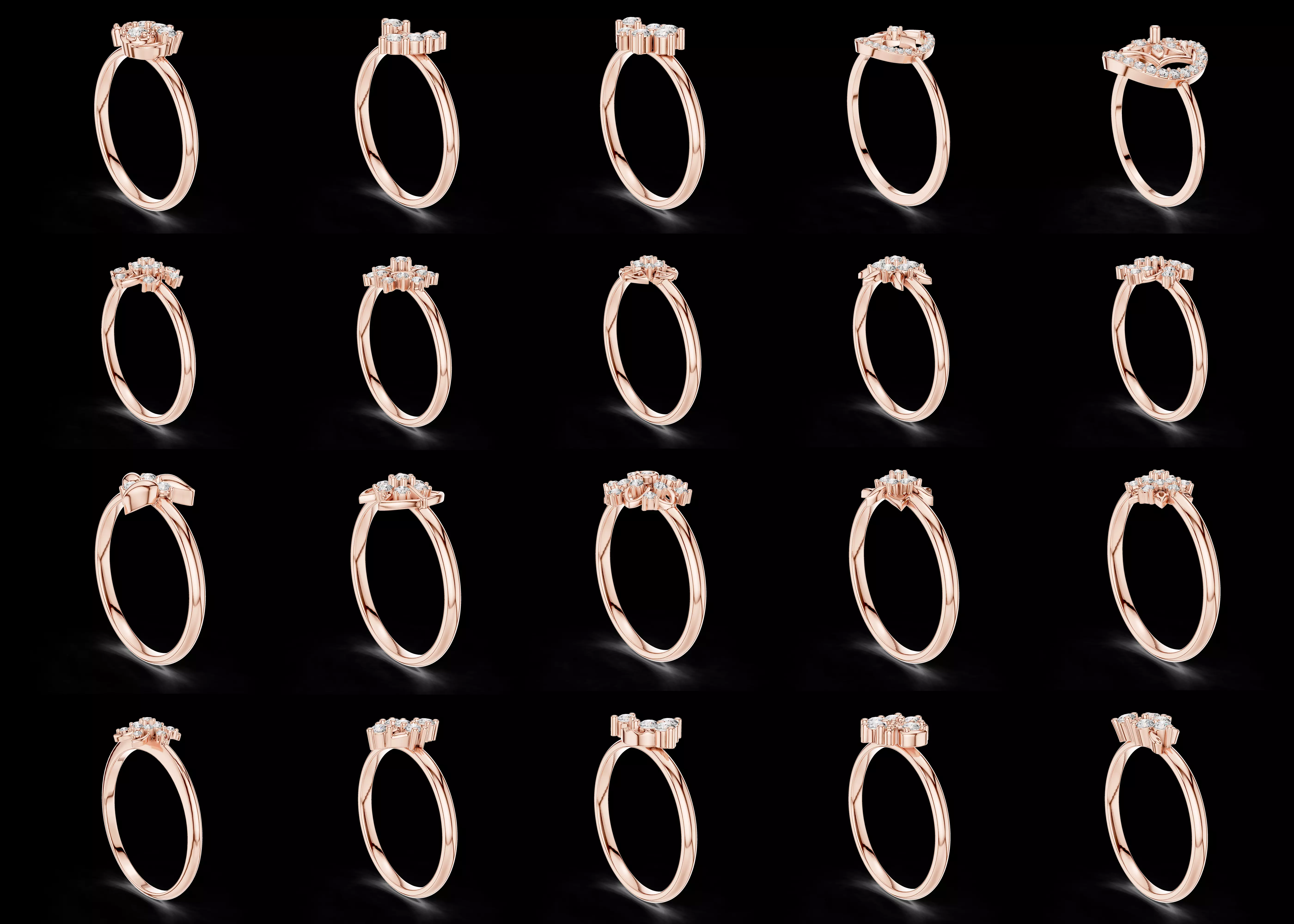 Luxury Diamond Ring Combo Pack STL and 3DM Jewelry Collection 3D print model